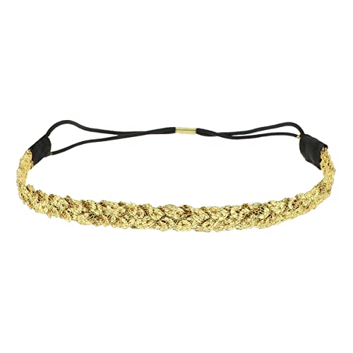 Goldenes Sequin Damen Haarband - Dünnes elastisches Hairband Einheitsgröße - Headband für die Hochzeitsfrisur oder Strass Pailletten Party - Glänzendes Stirnband Look Boho Hippie Goldenes Sequin Damen Haarband - Dünnes elastisches Hairband Einheitsgröße - Headband für die Hochzeitsfrisur oder Strass Pailletten Party - Glänzendes Stirnband Look Boho Hippie