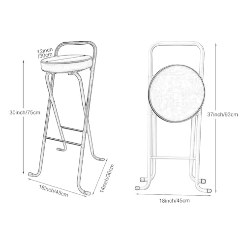 Tabouret de bar pliable avec assise rembourree confort - 3