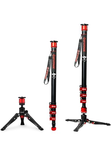 IFOOTAGE 71" Carbon Fiber Monopod Cobra 3 C180F, Camera Monopod Lightweight for Travel, Professional Video Monopod with Tripod Base, Max Load 10KG