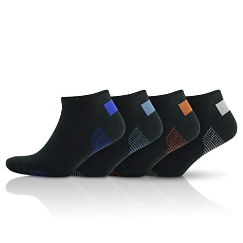 Calcetines de algodón para hombre, 4 pares, calcetines de tobillo, calcetines de corte bajo, calcetines de mocasín, color negro, tallas 6-8 y 9-11 Cover