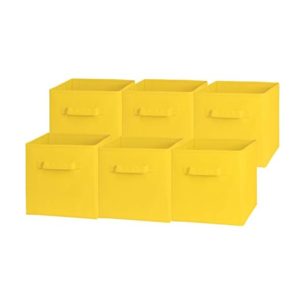 6 Pack SimpleHouseware Foldable Cube Storage Bin, Yellow The Home