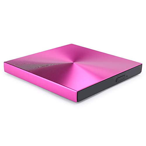 Lecteur de disque DVD-RW portable rose pour regarder vos films sur PC