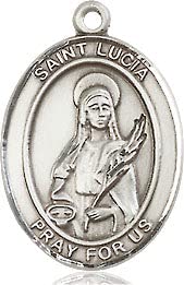Medium Oval Pewter St. Lucia of Syracuse Pendant with 18" chain, Made in USA2