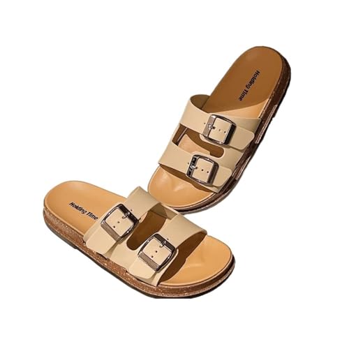 Sandals, Damen-Sommerpantoffeln, Verstellbar, Weiche Sohle, Flache Sandalen Slippers(7.5)