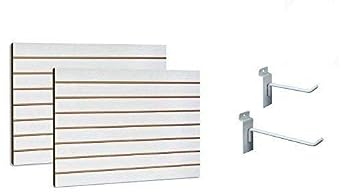 White Slatwall Panels Organizer Kit - Includes 2 - 24" x 48" White Slatwall Panels plus 15 - 4" White Slatwall Hooks and 15 - 6" White Slatwall Hooks
