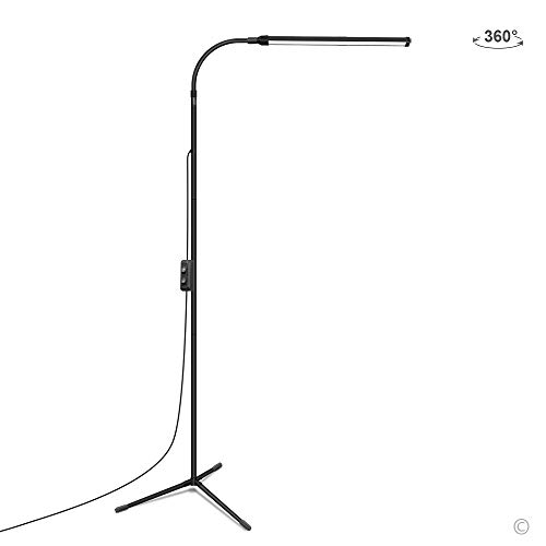 JCOTTON Lampadaire LED Lampe de Sol Dimmable Lampe de Lecture pour Salon et Chambre (Noir)