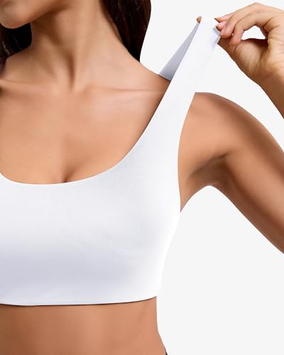 RIOJOY Sports Bras for Women, Double Lined Womens Sports Bras with Removable Pads, Racerback, Square Neck Gym Yoga Sport Bra3