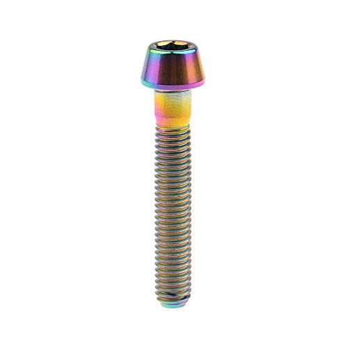 Image of Titanium Ti Bolt M5x9 16 18 20 25 30 35 40 45 50 55 60mm Tapered Head Screws Pack of 4 (M5x30mm, Ranibow)