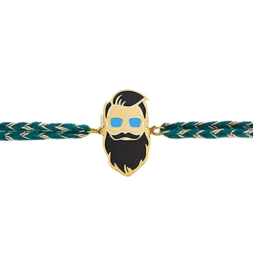Awestuffs Creative Metal Rakhi Moli Threads with Bookmark Rakhshabandhan Gifts For Brother (Beard Bro)