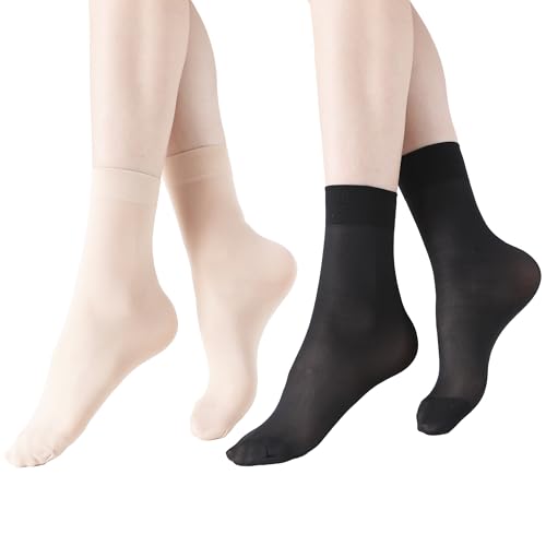 Image of Women's 10-24 Pairs (in Gift Box) Ankle High Sheer Nylon Socks Soft Tight Hosiery with Reinforced Toe