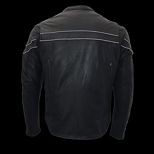 Image of Milwaukee Leather Men's Black Cowhide Quilted Pattern Scooter Style Racing Jacket MLM1545