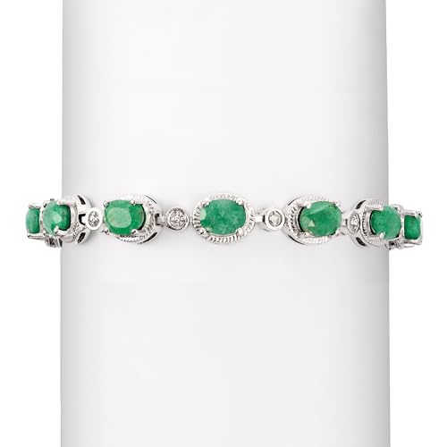 Ross-Simons 9.10 ct. t.w. Emerald Bracelet With Diamonds in Sterling Silver3