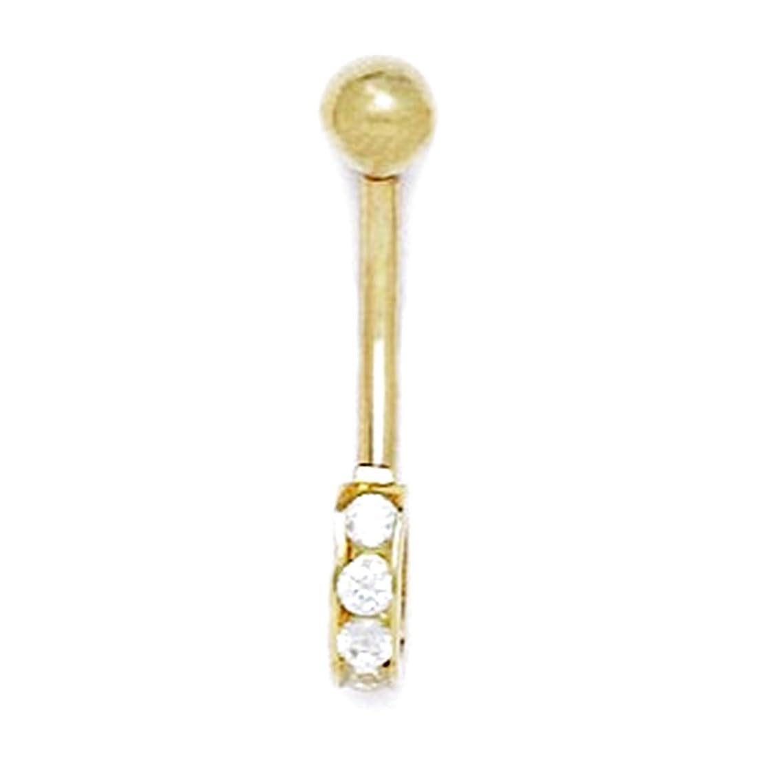 14 Karat Gelbgold CZ Zirkonia Simulierter Diamant 14 Gauge Halbkreis Körperschmuck Bauchring misst 23 x 5 mm Schmuck Geschenke für Frauen, Metall, Zirkonia
