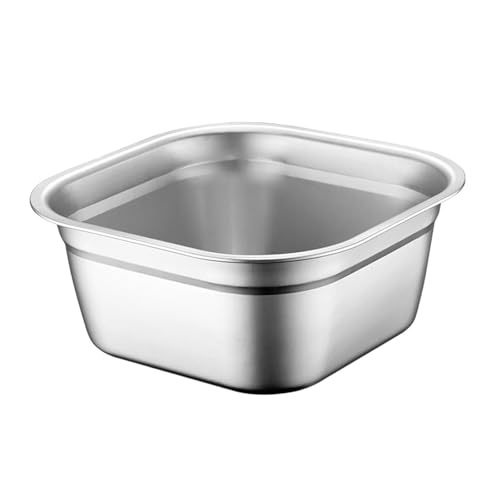 perfk Bassin Carré en Acier Inoxydable pour Le Stockage des Aliments, Bassine à Légumes Bol Empilable, Bol à Soupe Polyvalent Bassin de Lavage pour...