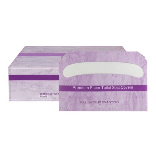 Image of EZbrnd Premium Half-Fold Toilet Seat Cover Paper, White, Pack of 20 x 250 Sheet