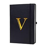 Business Notebook for Men Women, A5 Journal Notebook with A-Z , Dual-Sided Writing Paper Notebook with Dividers, Travel Journal for Teens, 200 Pages Leather Journal for Writing, Work, Meetings Black,V