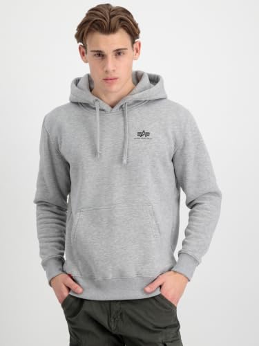 Alpha Industries Basic Hoody Small Logo Kapuzensweat für Herren Grey Heather – Ansicht 6