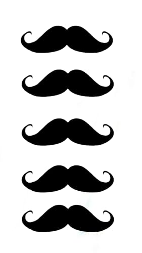 Image of 6 Mustache Pieces Funny Laptop Vinyl Decal Wall Window Mirror Outlet Yeti Bathroom 2 Inch Each Black