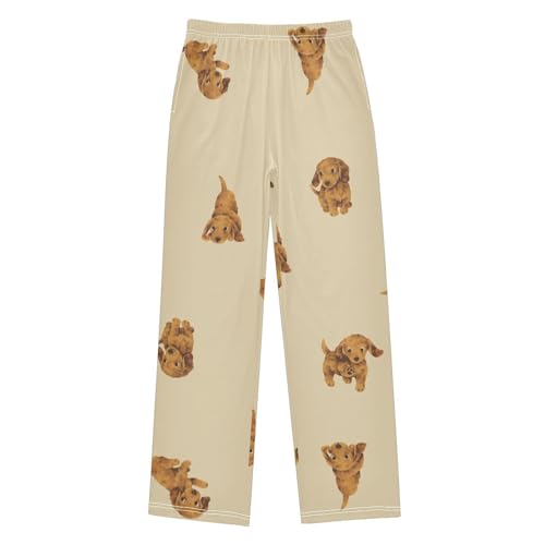 Hand Drawn Dog Boys Pants Boys Athletic Pants Long Pant for Boy with Pockets Wide-Leg Size 6-14Y