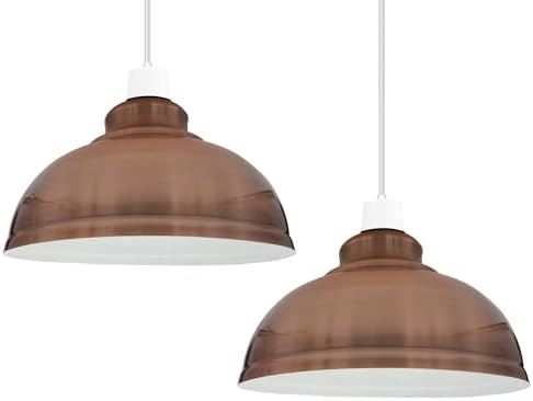 Retro Modern Metal Lamp Shades Ceiling Light Shades, Vintage Industrial 29cm Easy Fit Country Style Bulb Guard, Task Pendant Lighting Bedroom, Kitchen, Office (Free Reducer Plate) (White)