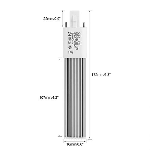 Kuuleyn 6W 2-Pin LED Compact Lamp Horizontal Recessed Tube Light Bulb Lighting Fixtures,Horizontal Recessed Light(G23-Cool White) - Image 4