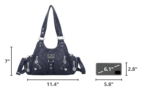 Image of Angel Kiss Purses for Women Small Hobo Shoulder Bags Vagen Leather Multi-Pocket Tote Bag with Zipper