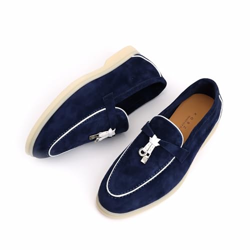 Image of XOBZJH Women's Leather Suede Loafers Flats - Slip-On Penny Loafers with Soft, Comfortable Driving & Dress Shoes for Casual Office Work All Day