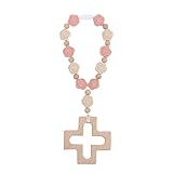 Cross Baptism Silicone Rosary - Baby Shower Baptism Party Supply, Kids First Rose Beads Rosary, Baby Girls 1st Year Silicone Beads Gifts, Christian Communion Rosary