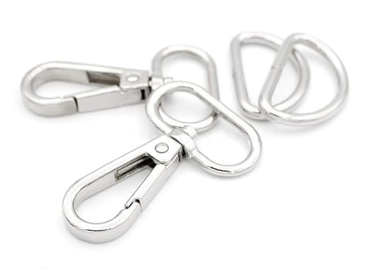 VIGHNESHWAR TRADERS 2 Pcs Set Silver Plate Swivel Snap Hooks Lobster Clasp Push Gate Fashion Clips with D Rings Bag Leather Craft Accessories (2 Inch)-image-12