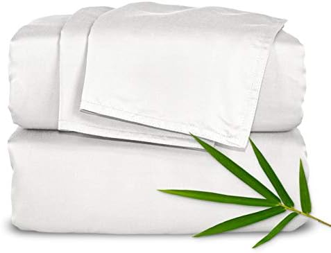 Pure Bamboo Sheets King Size Bed Sheets 4 Piece Set, Genuine 100% Organic Bamboo, Luxuriously Soft & Cooling, Double Stitching, 16 Inch Deep Pockets, Lifetime Quality Promise (King, White)