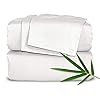 Pure Bamboo Sheets - King Size Bed Sheets 4pc Set - 100% Organic Bamboo - Incredibly Soft Breathable Fabric - Fits Up to 16" Mattress - 1 Fitted Sheet, 1 Flat Sheet, 2 Pillowcases (King, White)