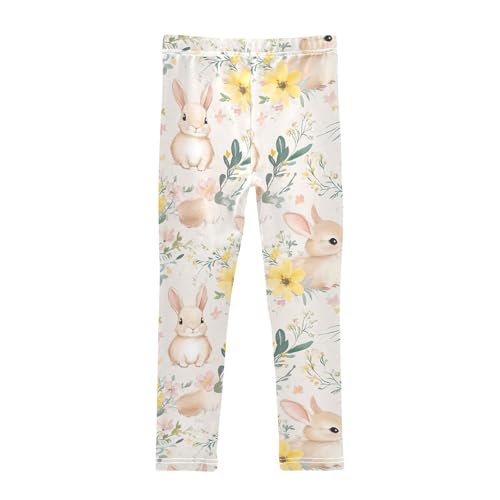KLL Cute Bunny Rabbit Duckling Spring Bloomy Happy Easter Girls Leggings Comfortable High Waisted Lounge Pants Sports2