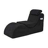 OCACA Moderner Relax-Sessel aus Cordstoff mit ergonomischer Rückenlehne, Schaumstoffpolsterung, abnehmbarem Sitzkissen und Seitentasche – kompaktes Einzelsofa für Wohnzimmer und Homeoffice (Black)