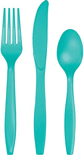 Creative Converting Assorted Teal Lagoon Plastic Set PREM CUTLERY AST, Multisizes