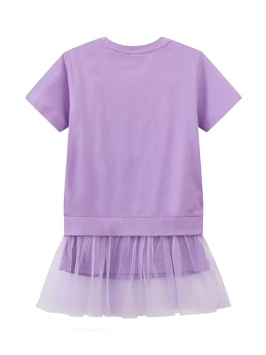 Image of HILEELANG Little Girl Short Sleeve Dress Easter Cotton Casual Applique Tunic Shirt Dresses
