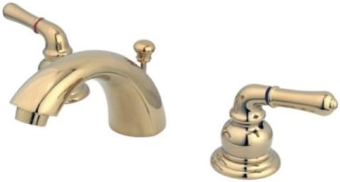 Kingston Brass KB952+ Magellan II 4-Inch to 8-Inch Mini Widespread Lavatory Faucet with Metal lever handle, Polished Brass