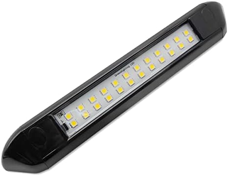 Dream Lighting 12V Waterproof Awning Lights/RV LED Porch Lights/Exterior LED Lights/Utility Lights for Trucks, Motor home, Caravan, Camper trailer and Boat, 9.84inch, Cool White, Black Shell