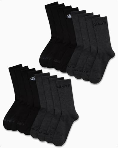 AND1 Boys Crew Socks - 16 Pack Soft Athletic Mid Calf Socks for Boys - Cushioned Sports Crew Socks4