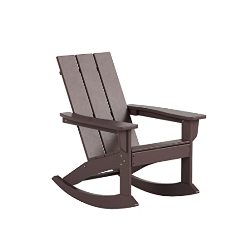 Wo Home Furniture Adirondack Rocking Chair Set Of 2 Pcs Patio All-Weather And Uv Protection For Any Outdoor Spaces (Dark Brown) #TOP3