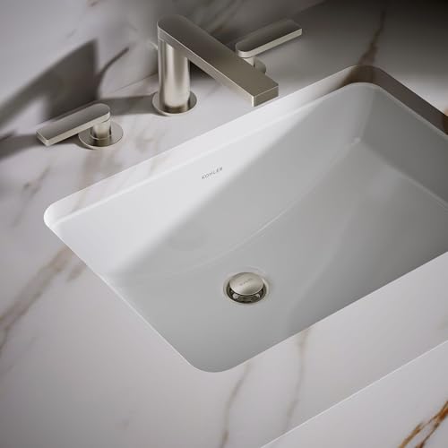 KOHLER 2214-0 Ladena Rectangular Undermount Bathroom Sink With Curved Bottom, 20-7/8" W X 14-3/8" L, White by Kohler - Image 7