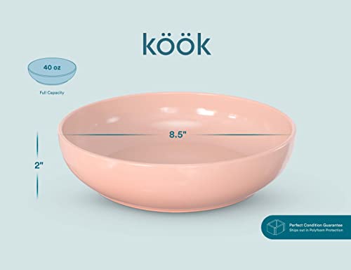 Kook Pasta Bowls, Ceramic Make, Perfect For Pastas, Salads, Desserts, Cereal, Set Of 4, 40 Oz (Dusty Pink) #TOP5