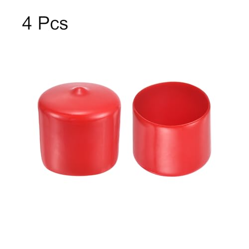 Image of uxcell 4pcs Rubber End Caps 1 7 /16 inch(36mm) ID Vinyl Round End Cap Cover Screw Thread Protectors Red, 30mm Height