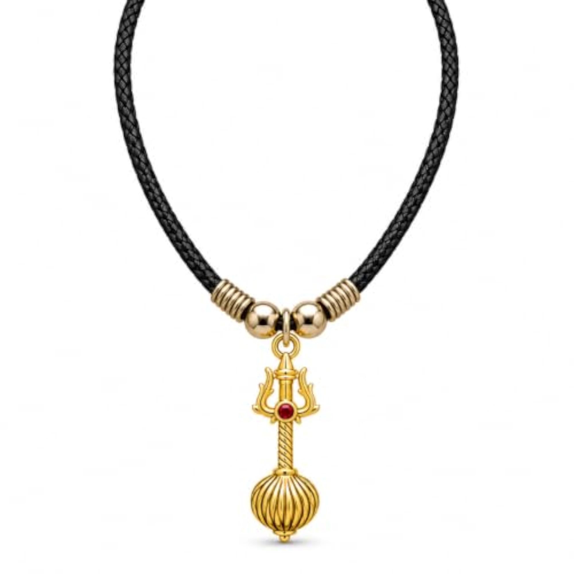 Alloy Gold Gada Mace Cord Pendant