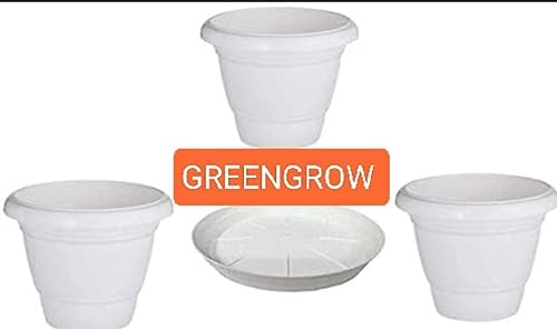 Image of Gamla Tray 10 Inch for Plant Pots Planter Bottom Plate Plastic Drip Tray (White, Pack of 8)