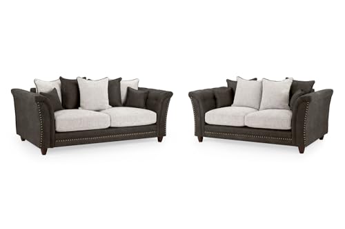 Honeypot Sofa - Bella Sofa for Living Room - 3+2 Seater Couch with Soft Grey Upholstered Fabric | Setup Included | Made in EU | Built to Last (Grey, 3+2 Set)