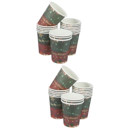 FRCOLOR 64 Piezas La Fiesta temática navideña suministra Vasos de Papel Desechables. Vaso de Papel para Beber Vasos Navidad navideños Helado