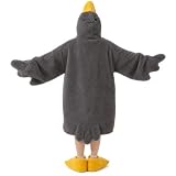 Goose Blanket Hoodie Onesie, Oversized Wearable Hoodie Blanket with Sleeves, Goose Duck Costume Pajamas for Kids Adults (Grey, S)