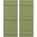 Ekena Millwork ARW401BB621X39MGH Americraft Six 3 Exterior Real Wood Joined Board-n-Batten Shutters (Per Pair), 21"W x 39"H, Moss Green