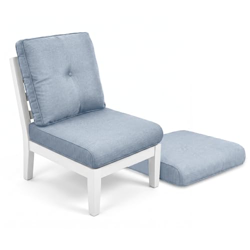 Image of Outdoor Chair Cushions-Patio Chair Cushions Set of 2 with Removable Cover 22 X 24 Inch Outdoor Cushions for Patio Furniture Chair Sofa Couch-Baby Blue
