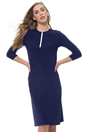 Undercover Waterwear Womens Half Zip Swim Dress- UV Protection Cover Up- Plus (2X-Large, Navy)